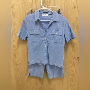 Oleg Cassini Blue Gingham Shirt and knickers Set